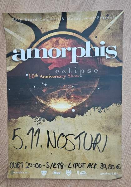 Amorphis poster Nosturi 05.11.2016 Espoo - photo 1