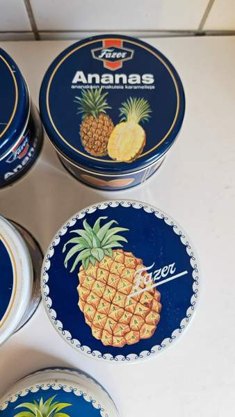 Fazer keräily peltipurkki ananas sisustus vintage Helsinki - valokuva 6