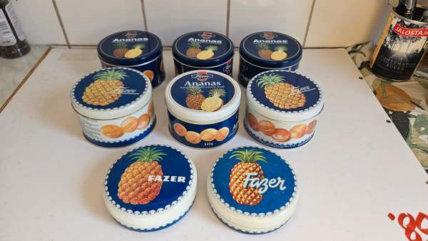 Fazer keräily peltipurkki ananas sisustus vintage Helsinki - valokuva 3
