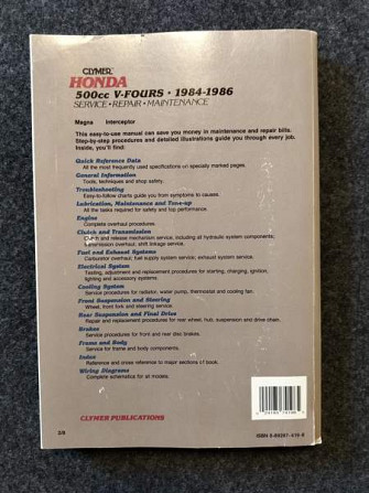 Honda 500cc V-Fours 1984 - 1986 huolto-opas Kotka – foto 2