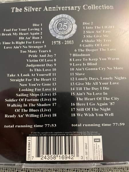 WHITESNAKE : 2 CD The Silver Anniversary Collection Helsinki - photo 6