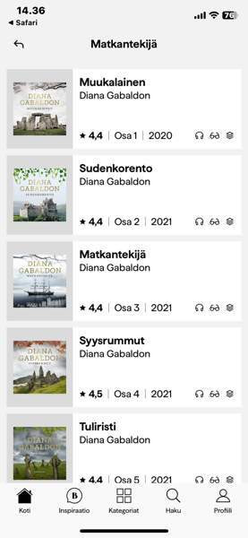 Matkantekijä sarjan kirjat  Diana Gabaldon Jaervenpaeae - photo 2