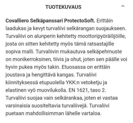 Turavaliivi Covalliero Maentsaelae
