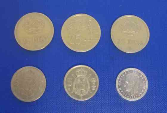 Peseta-kolikot (Espanja) 6 kpl 1975-1987 Эспоо
