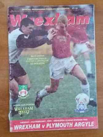 Wrexham v Plymouth Argyle 21.2.1995 Official Matchday Programme Лаппенранта