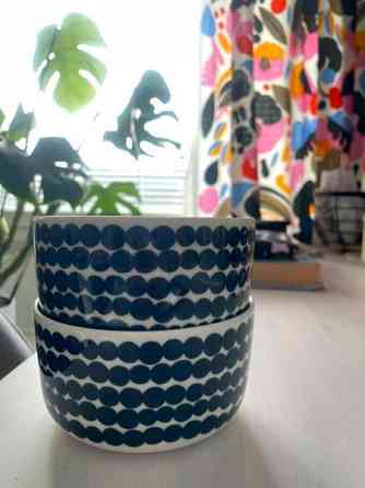 2 kpl Marimekko tummansinisiä räsymatto-kulhoja Joensuu