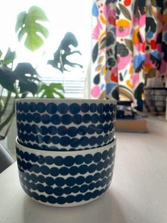 2 kpl Marimekko tummansinisiä räsymatto-kulhoja Joensuu - valokuva 1