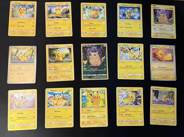 15 kpl erilaisia Pikachu Pokemon kortteja #4 Helsinki - изображение 1