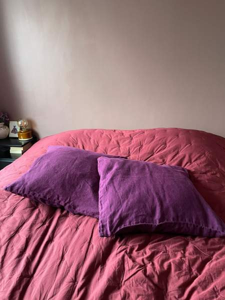 2 kpl liilat pellava koristetyynyliinat Helsinki - valokuva 1