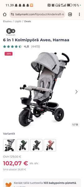 Myydään Kinder Kraft monikäyttöinen kolmipyörä Kuopio – foto 3