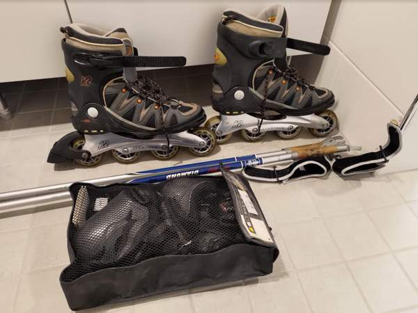 K2 rullaluistimet 43 + sauvat 170 cm + suojukset L Helsinki – foto 1