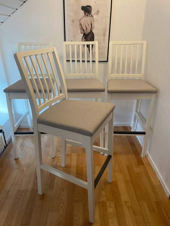 4kpl Baarituoli, valkoinen/vaaleanharmaa, 75 cm. Mänttä-Vilppula - photo 1