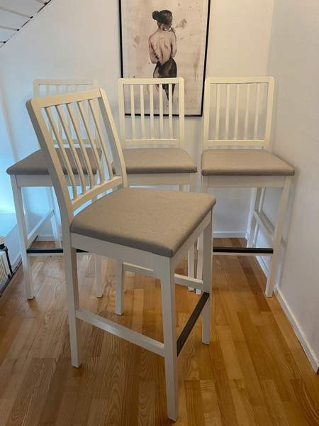 4kpl Baarituoli, valkoinen/vaaleanharmaa, 75 cm. Mänttä-Vilppula - photo 1