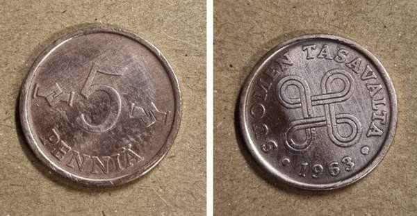 Kolikkosormus 5 penniä 1963 Ilmainen toimitus! Mustasaari - valokuva 2