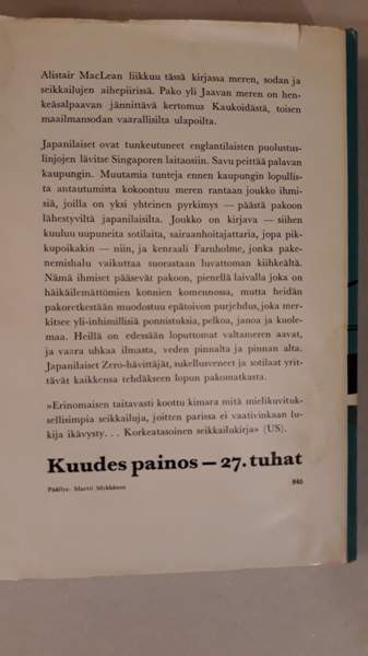 Alistair MacLean: Pako yli Jaavan meren Vantaa - valokuva 2