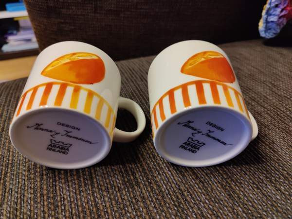 2 kpl Arabia Minna Immosen Appelsiini Teema mukeja Helsinki - valokuva 3