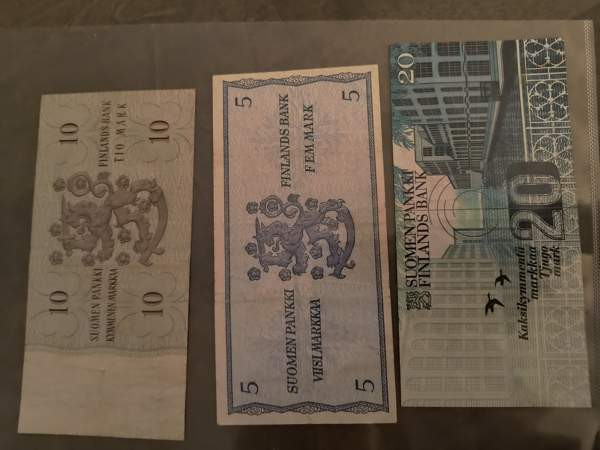 20, 10 ja 5 markan setelit Vantaa - valokuva 2