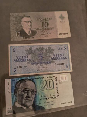 20, 10 ja 5 markan setelit Vantaa - valokuva 1