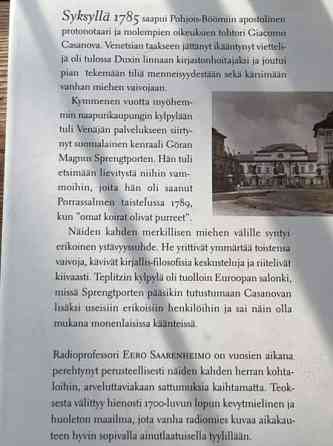 Casanova ja Sprengtporten . Kirjastonhoitajan ja Espoo