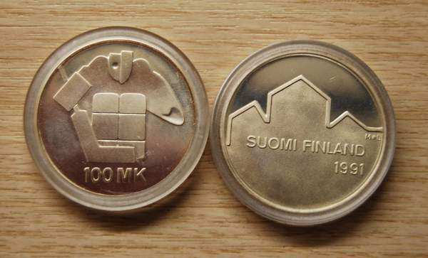 100 Markkaa 1991 Jääkiekon MM-kilpailut Hopeaa Helsinki - photo 1