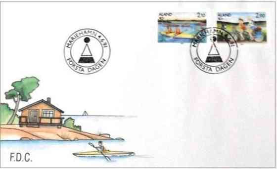 FDC / Ensipäiväkuori 4.6.1991 Ahvenanmaa Mariehamn Oulu