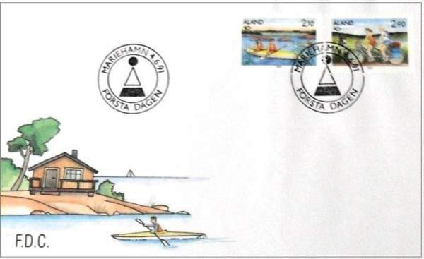 FDC / Ensipäiväkuori 4.6.1991 Ahvenanmaa Mariehamn Oulu - valokuva 1