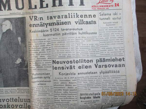 Wanha aamulehti vuosi 1955 Tampere – foto 2