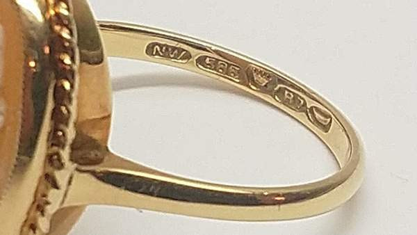 14 karaatin kultainen camee sormus, NW 585 Mikkeli - valokuva 5