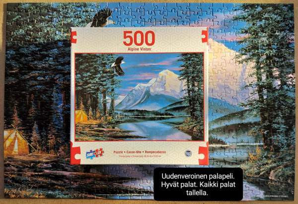 Sure Lox telttailemassa Alpeilla 500 palapeli Salo - valokuva 1