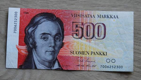 Elias Lönnrot Suomen pankki 500 markkaa 1986 ilman Litt Helsinki – foto 1