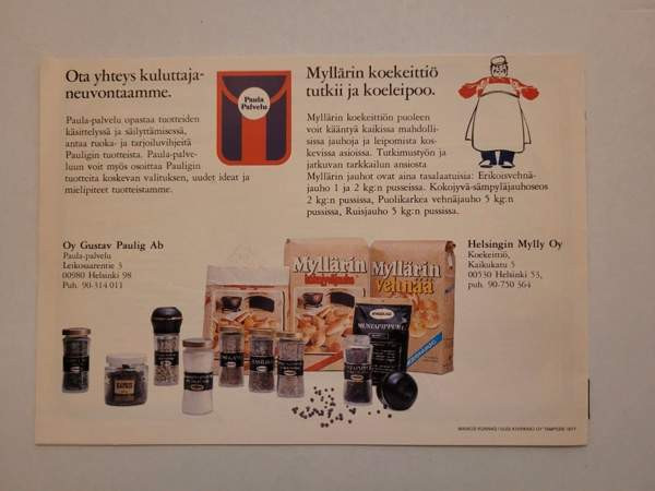 Pauligin ja Myllärin parhaat pizzat -esite (1977) Helsinki - photo 2